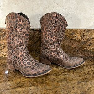 Kids - Roper Cheetah / Leopard print cowgirl boots